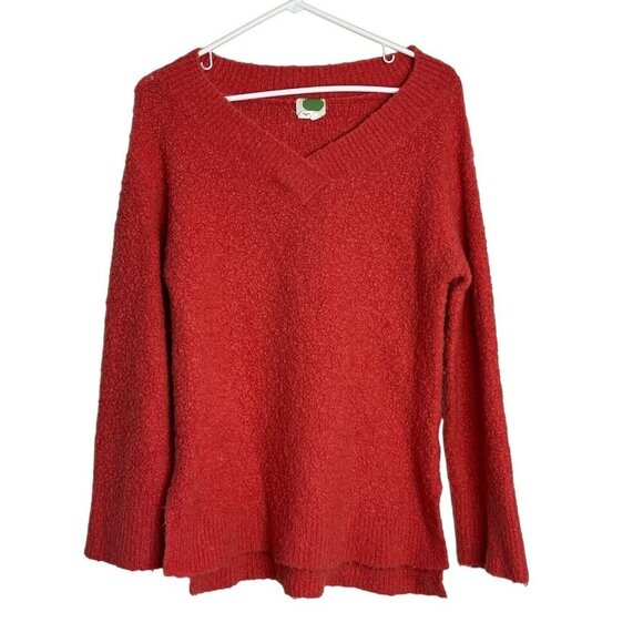 Anthropologie Fuzzy‎ Nubby Alpaca Blend Clayton Sweater V-Neck Oversized Pink XS - Picture 1 of 9